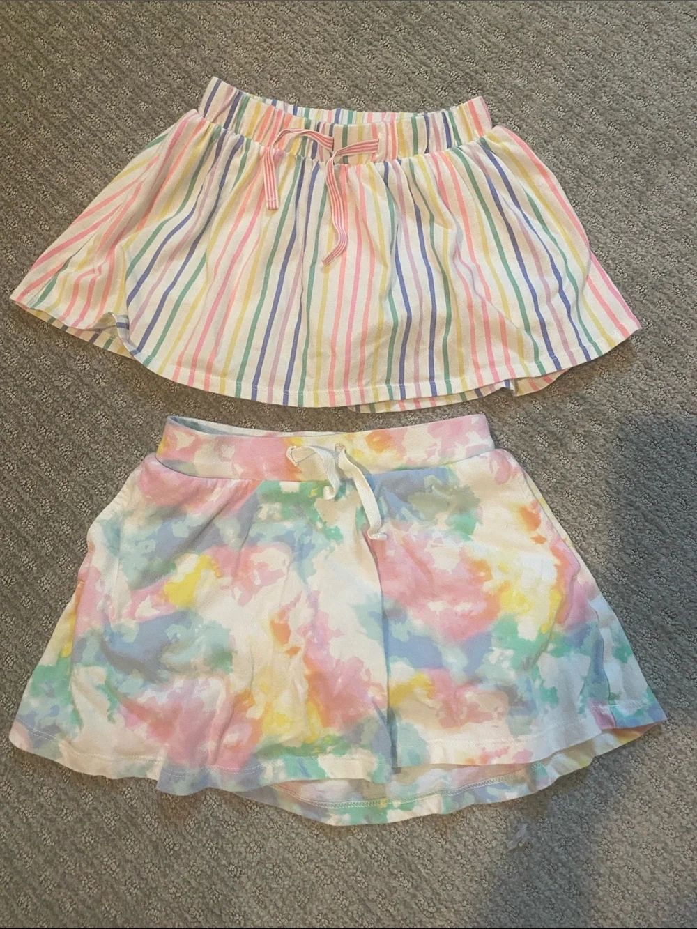 Cat & Jack Pastel Tie-Dye and Striped Skort Set - Pink, Blue, Yellow, Green